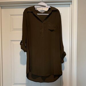 Olive Green Button-Up Dress